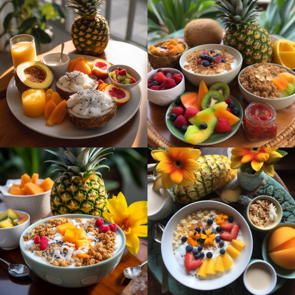 Healthy Spring Tropical Breakfast Plan for the week of April 22, 2023 to April 28, 2023